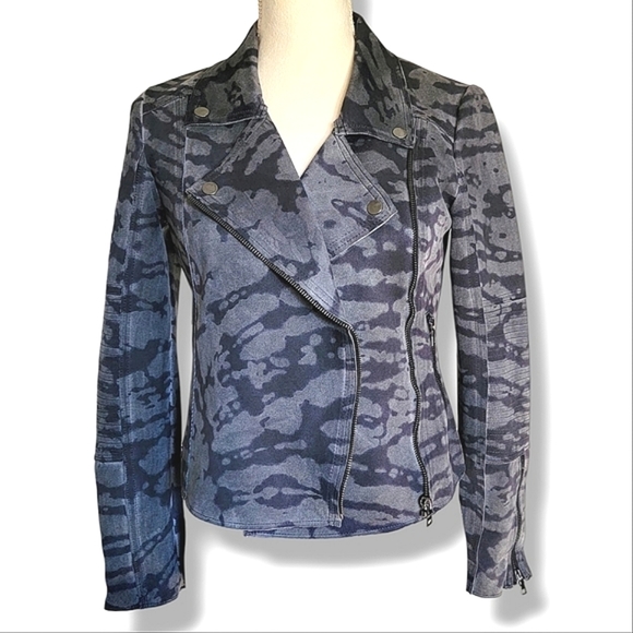MARRAKECH Camo Moto Outdoor Faux‎ Suede Cropped Jacket Size XS - Picture 1 of 12